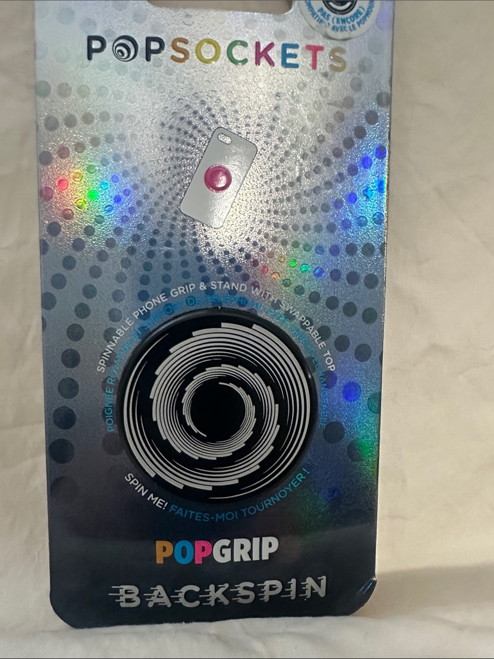 PopSocket PopGrip BackSpin Phone Grip - Black & White Swirl NWT